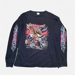 Vintage Y2K Thundersportwear Dixie Pride Eagle Biker Flames Long Sleeve T-Shirt